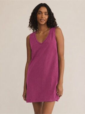 Sleeveless V-Neck Mini Dress in Magenta
